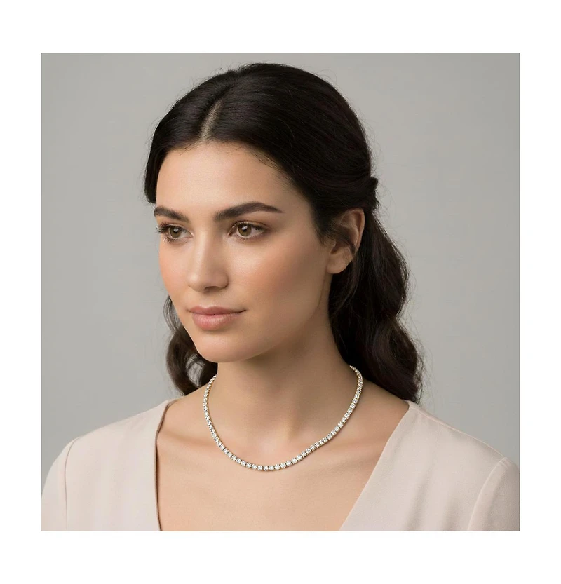 Sterling Silver Cubic Zirconia 3MM Tennis Necklace