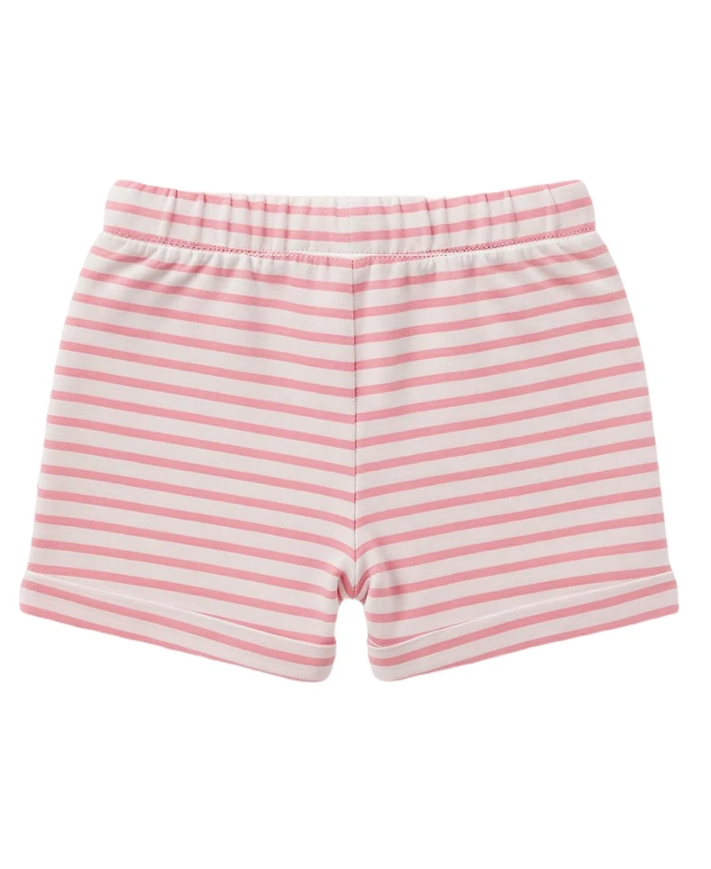 Disney Baby Girls' Short-Sleeve T-Shirt and Striped Shorts, 2-Piece Set