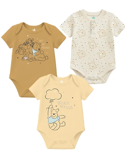 Disney Baby Boys' or Girls' Short-Sleeve Bodysuit, 3-Pack