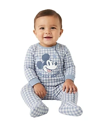 Disney Baby Boys' Mickey Check Pattern Sleep and Play Coverall