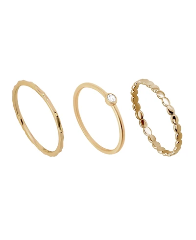 Macy's 3-Pc. Cubic Zirconia Hammered and Textured Ring Set