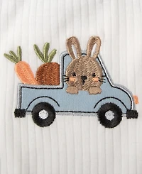 Baby Essentials Boys' Bunny-In-a-Truck Graphic Bodysuit & Pull-On Pants, 4-Piece Set