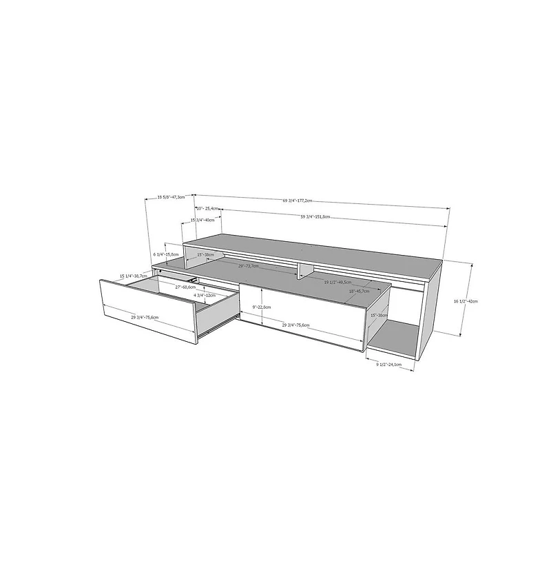 Nexera 72-Inch Tv Stand With 2 Drawers