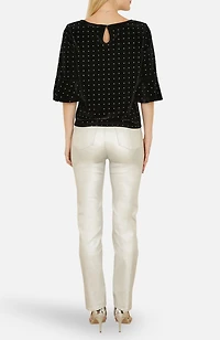 Yumi Women's Fluted Sleeve Relaxed Fit Top
