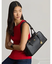 Lauren Ralph Leather Large Marcy Zip Satchel Bag
