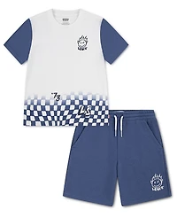 Levi's Boys' 2T-7 Smiley Check T-Shirt and Shorts, 2-Piece Set