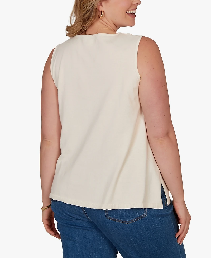 Ruby Rd. Plus Crochet Front Sweater Tank