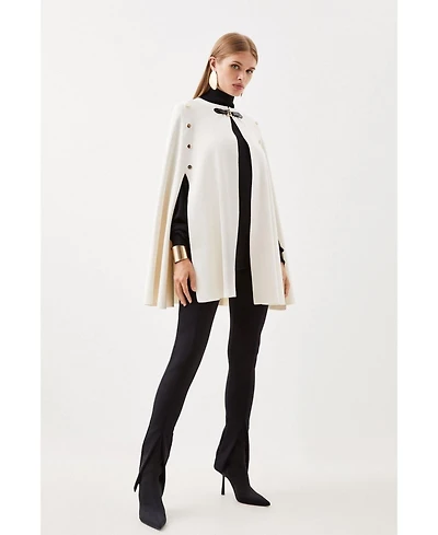 Karen Millen Women's Popper Detail Knit Cape Coat