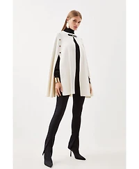 Karen Millen Women's Popper Detail Knit Cape Coat