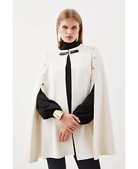 Karen Millen Women's Popper Detail Knit Cape Coat