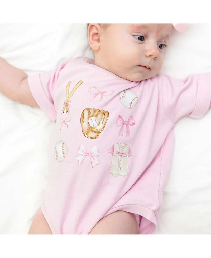 Sweet Wink Baby Girls Baseball Cutie Short Sleeve Romper