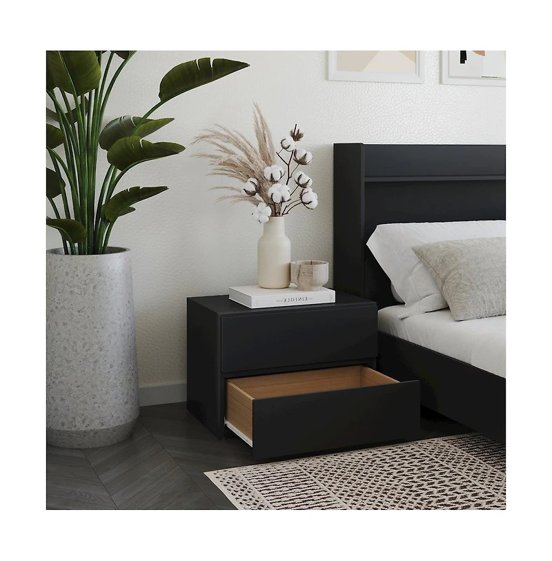 Nexera Nightstand With 1-Drawer And Folding Door