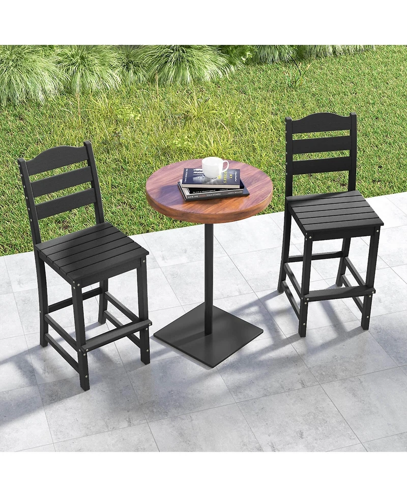 Costway Outdoor Hdpe Bar Stool Patio Tall Chair Backrest Footrest All Weather