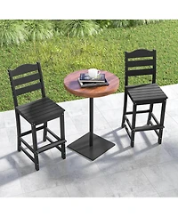 Costway Outdoor Hdpe Bar Stool Patio Tall Chair Backrest Footrest All Weather