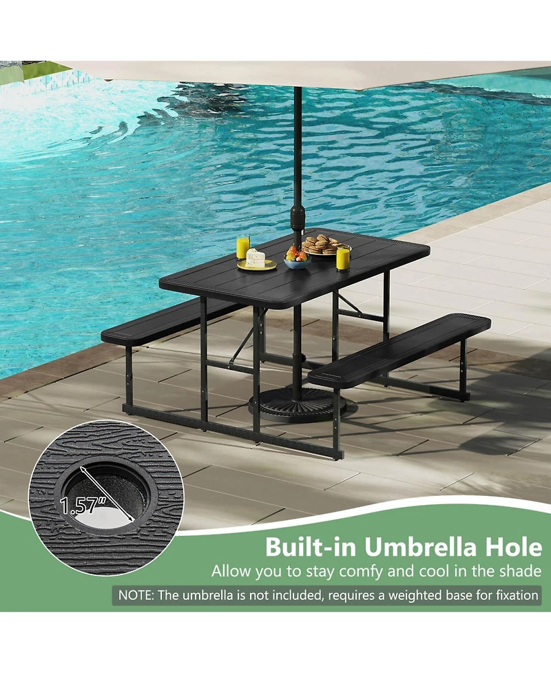 Picnic Table Bench Set for 2-4 People Outdoor Rectangular Camping Dining