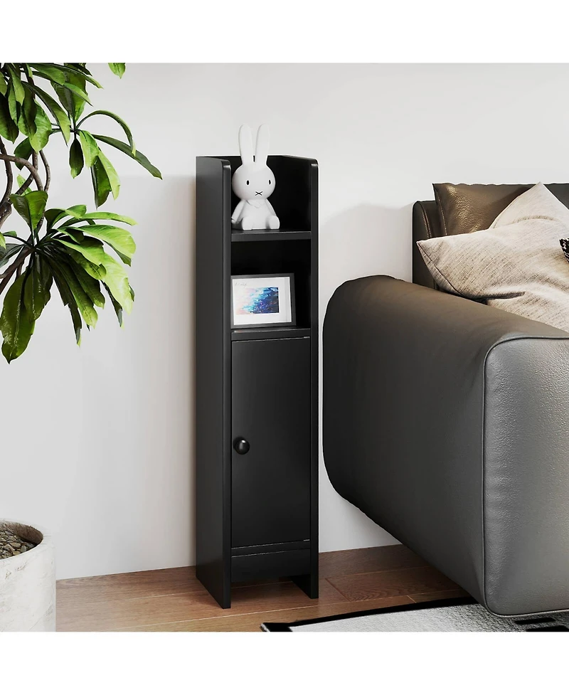 Bathroom Storage Cabinet with Adjustable Shelf 1 Door & 2 Open Shelves Living Room