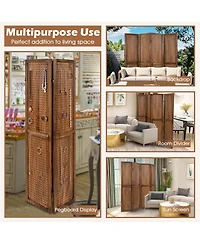 Pegboard Display with 360° Metal Hinges Solid Wood Frame for Craft Show