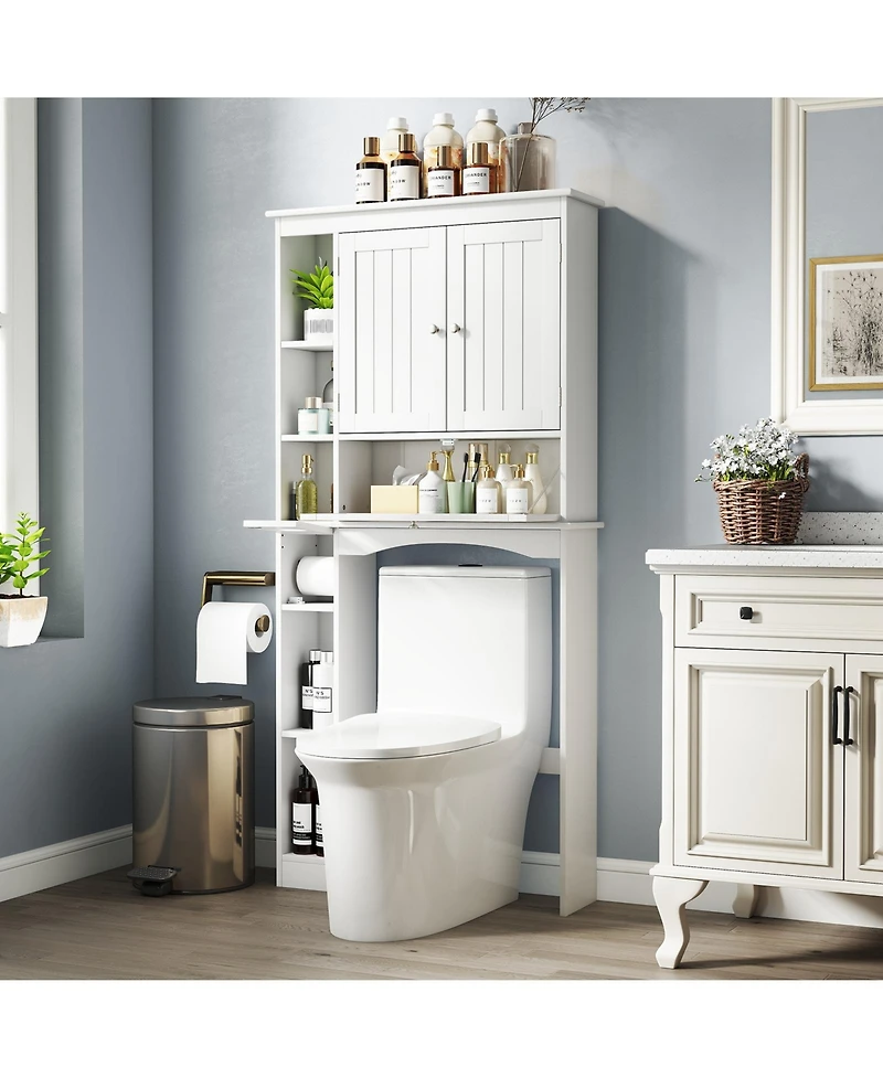 Over the Toilet Storage Cabinet Bathroom Storage Organizer with Toilet Paper Holder