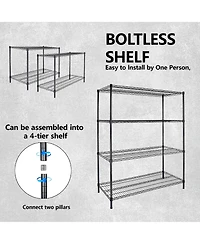Rainsken 4 Tier Heavy Duty Wire Storage Shelves with Wheels, Adjustable Utility Storage Rack, 2400 lbs Capacity for Garage