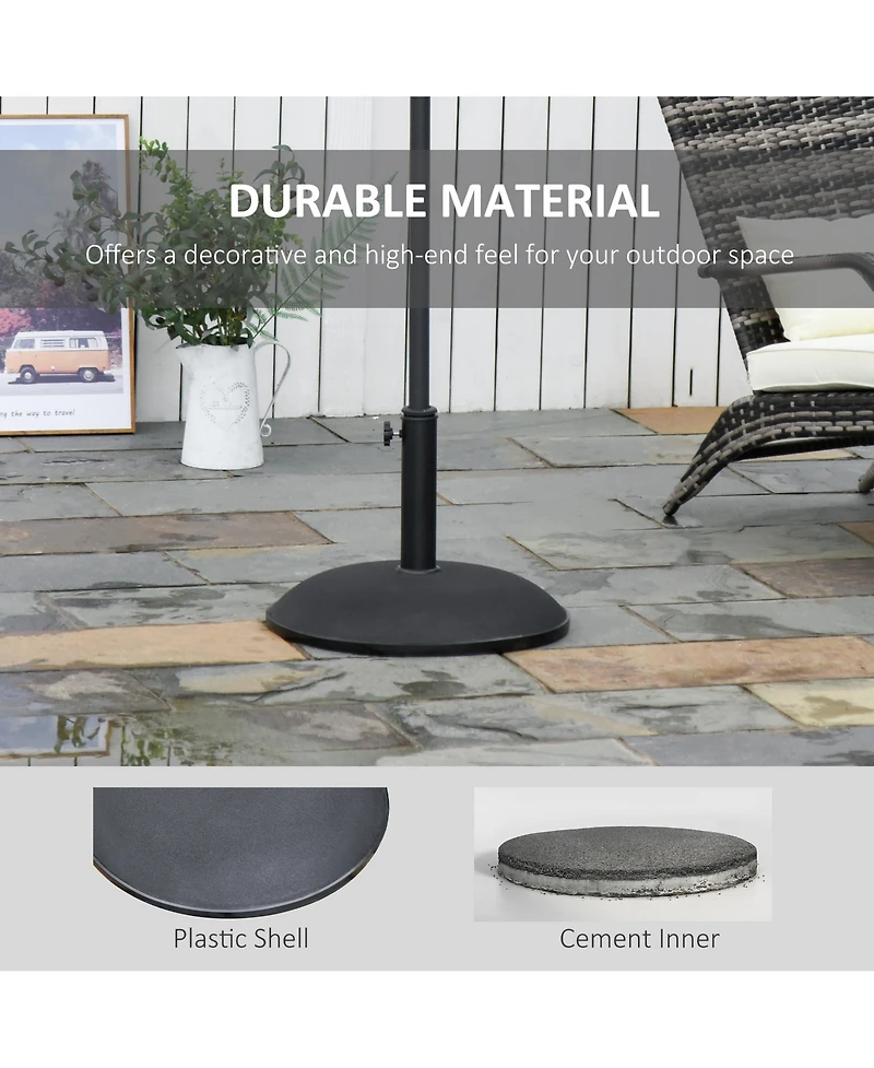 Outsunny 20" 55 lbs Round Cement Umbrella Base Stand Market Parasol Holder with Tightening Knob & Easy Setup, for 1.3"Dia, 1.5"Dia, 1.9"Dia Pole, for