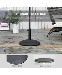 Outsunny 20" 55 lbs Round Cement Umbrella Base Stand Market Parasol Holder with Tightening Knob & Easy Setup, for 1.3"Dia, 1.5"Dia, 1.9"Dia Pole, for