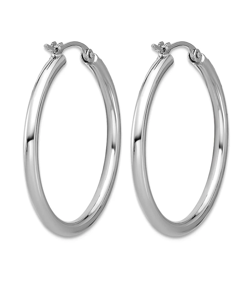 Curata Jewelry Solid 950 Platinum 2mm Classic Hoop Earrings 18mm