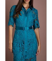 Coast Women's Lace Short Sleeve Shirt Dress