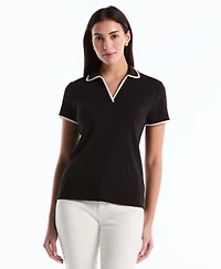 Rafaella Petite Contrast Trim Johnny Collar Polo Shirt