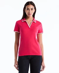 Rafaella Petite Contrast Trim Johnny Collar Polo Shirt
