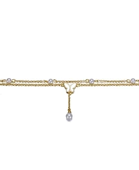 14K Gold Plated Double Layer Pearl and Butterfly Anklet