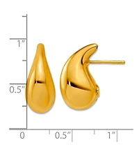 Curata Jewelry Solid 18k Yellow Gold Italian 20x9.4mm Puffed Teardrop Dangle Earrings