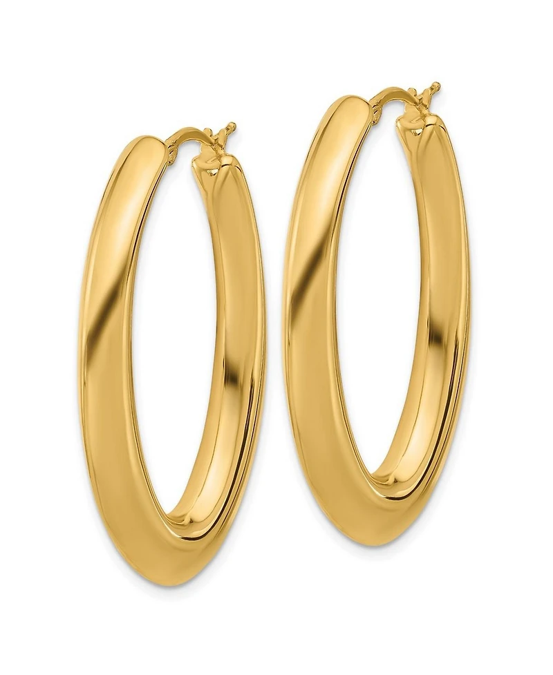 Curata Jewelry Solid 18k Yellow Gold 41x28mm Puffed Oval Hoop Earrings