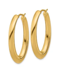 Curata Jewelry Solid 18k Yellow Gold 41x28mm Puffed Oval Hoop Earrings