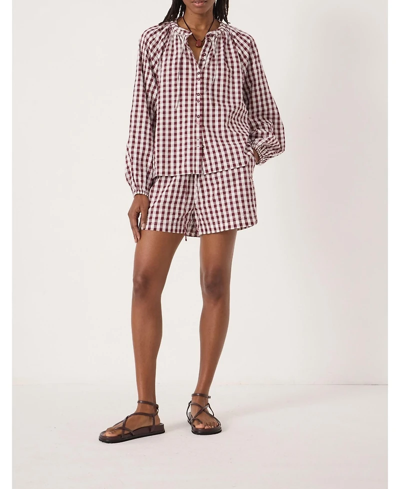 Hush Women's Elsa Gathered Gingham Beach Shirt