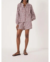 Hush Women's Elsa Gathered Gingham Beach Shirt