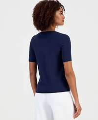 T Tahari Women's Embellished-Bow Scoop-Neck Top