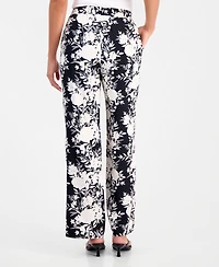 Bar Iii Women's Printed Pull-On Wide-Leg Pants, Macy's Exclusive
