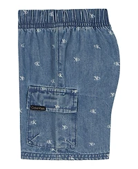 Calvin Klein Baby Boys' Slub Pique Polo Bodysuit & Denim Logo Shorts Set