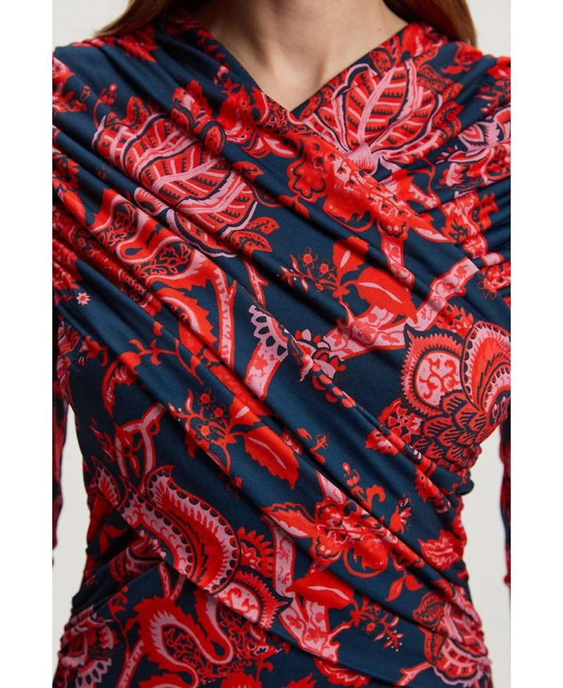 Karen Millen Women's Paisley Jersey Crepe Twist Maxi Dress