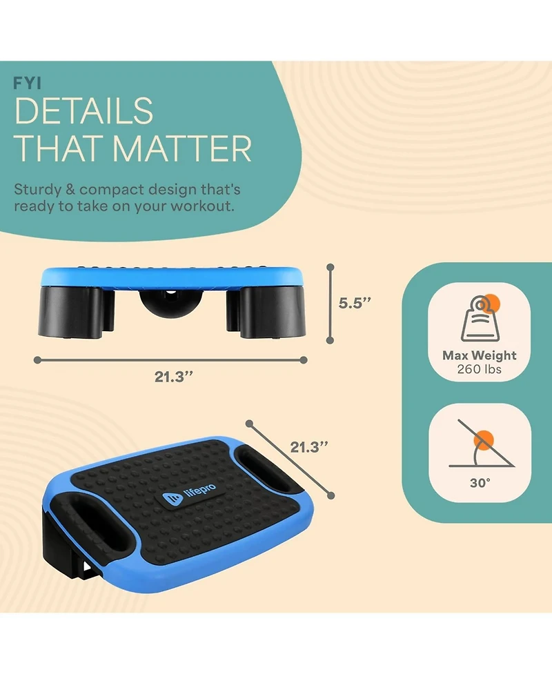 Lifepro 4-in-1 Balance Board & Step Platform – Adjustable Slant Board for Home Workouts, Non-Slip Design