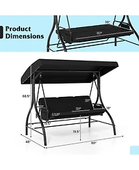 Mecale 3-Piece Patio Swing with Canopy, Removable Cushions & Side Pockets