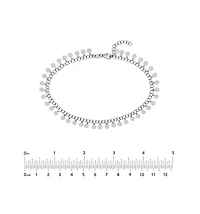 Curata Jewelry 925 Sterling Silver 10 Inch Rhodium Plated Round Link With Hanging Circles Adjustable Anklet Anklet