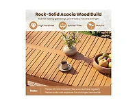 Slickblue Outdoor 3-Piece Dining Set with Acacia Wood Table and 2 Benches