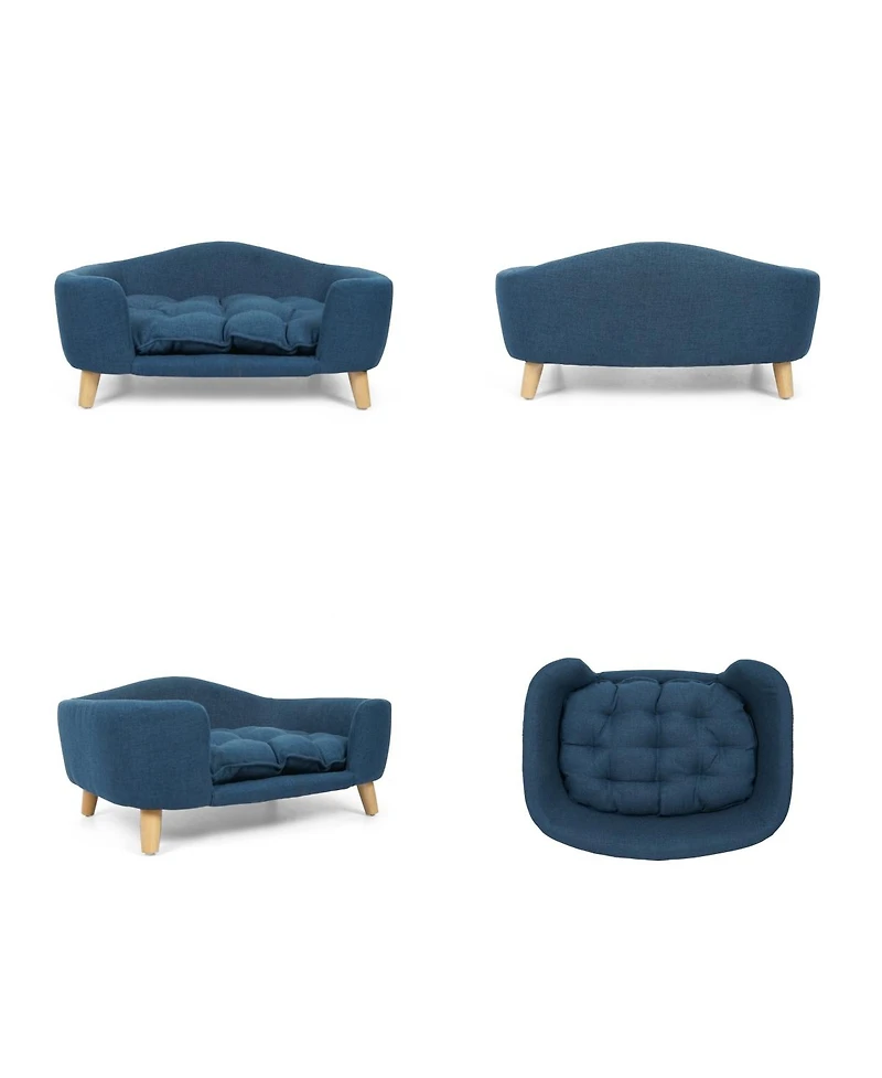 6thdruple Fabric Dog Sofa with Rubber Wood Legs for Small Breeds