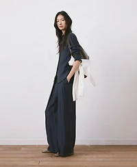 Mango Women's Pinstripe Wide Leg Pants