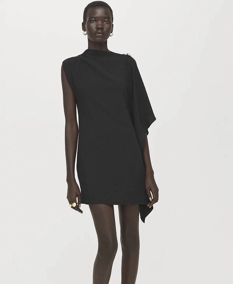 Mango Women's Short Asymmetrical Sleeve Dress