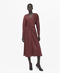 Mango Women's Belted V-Neck Dress