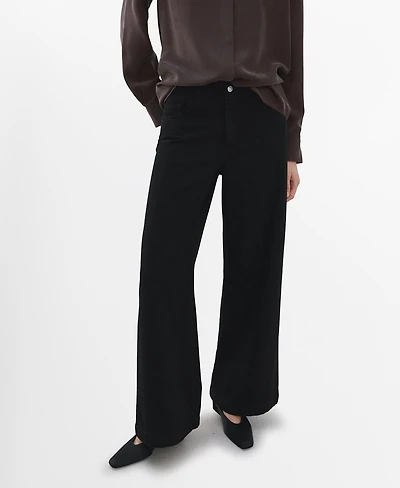 Mango Women's Wide Leg Mid-Rise Jeans