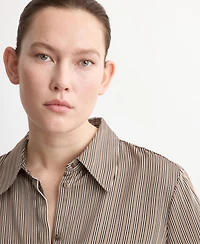 Mango Women's Satin Striped Shirt