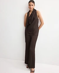 Mango Women's Satin Straight-Fit Pants